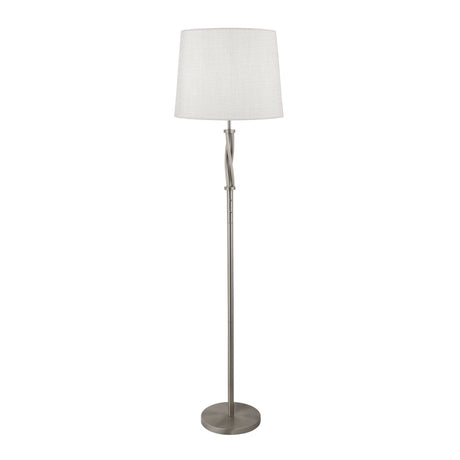 Searchlight Electric Vegas Floor Lamp - Satin Silver Metal &  Ivory Hessian Shade 7565SS