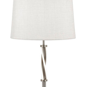Searchlight Electric Vegas Floor Lamp - Satin Silver Metal &  Ivory Hessian Shade 7565SS