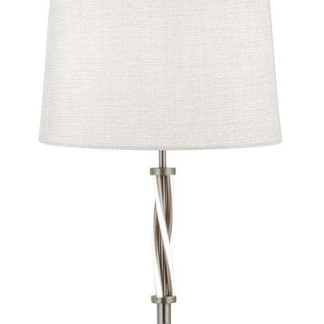 Searchlight Electric Vegas Floor Lamp - Satin Silver Metal &  Ivory Hessian Shade 7565SS