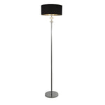 Searchlight Electric Ontario Floor Lamp - Chrome Metal & Black Fabric Shade# 7650CC