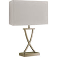 Club Table Lamp- Antique Brass Metal & White Faux Silk Shade