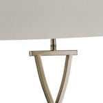 Searchlight Electric Club Table Lamp- Antique Brass Metal & White Faux Silk Shade 7923AB