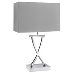 Searchlight Electric Club  Table Lamp - Chrome Metal & White Faux Silk Shade 7923CC