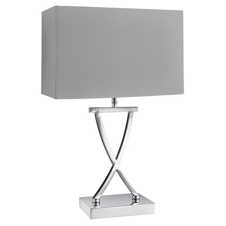 Searchlight Electric Club  Table Lamp - Chrome Metal & White Faux Silk Shade 7923CC