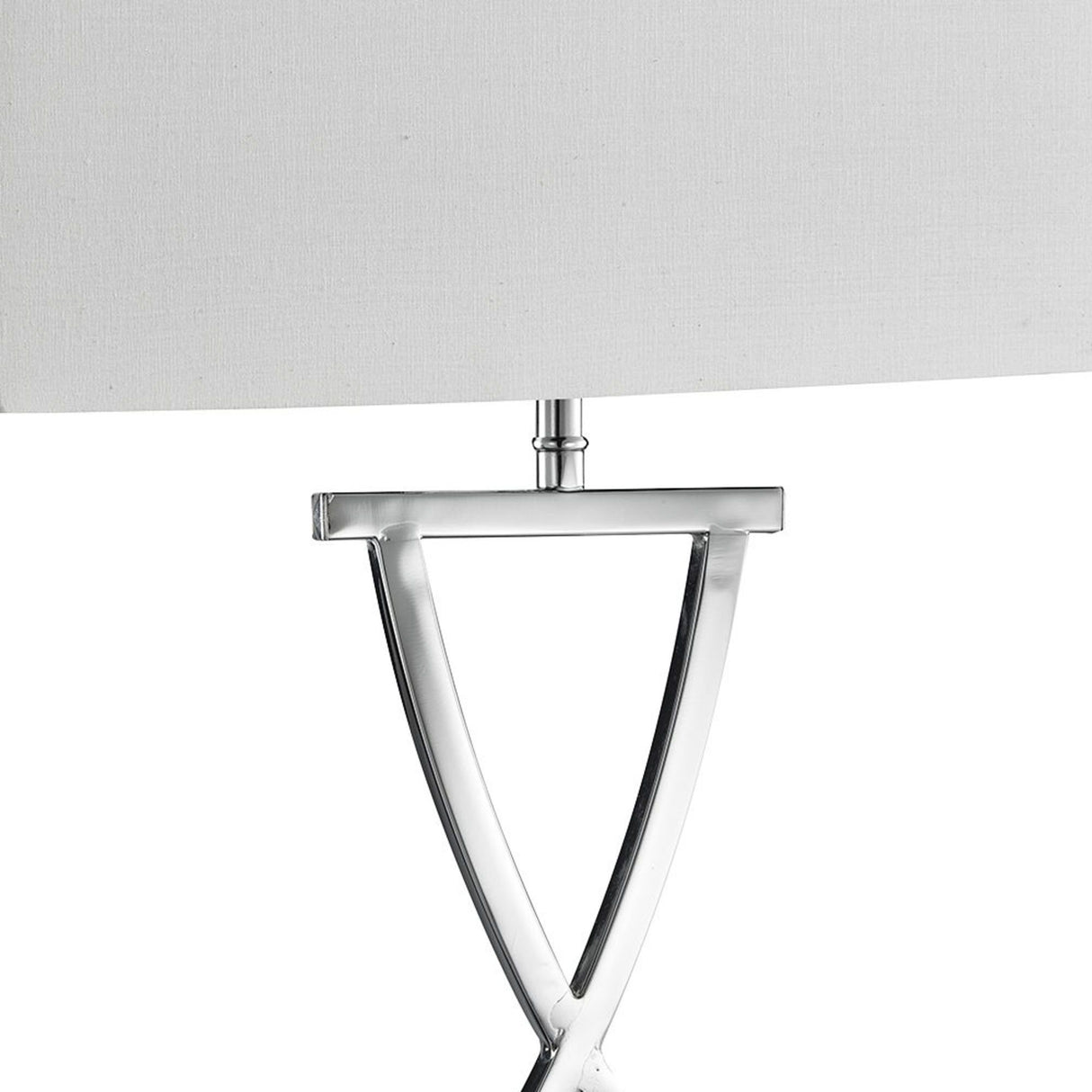 Searchlight Electric Club  Table Lamp - Chrome Metal & White Faux Silk Shade 7923CC