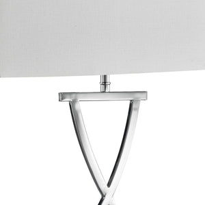 Searchlight Electric Club  Table Lamp - Chrome Metal & White Faux Silk Shade 7923CC