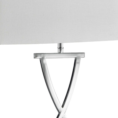 Searchlight Electric Club  Table Lamp - Chrome Metal & White Faux Silk Shade 7923CC