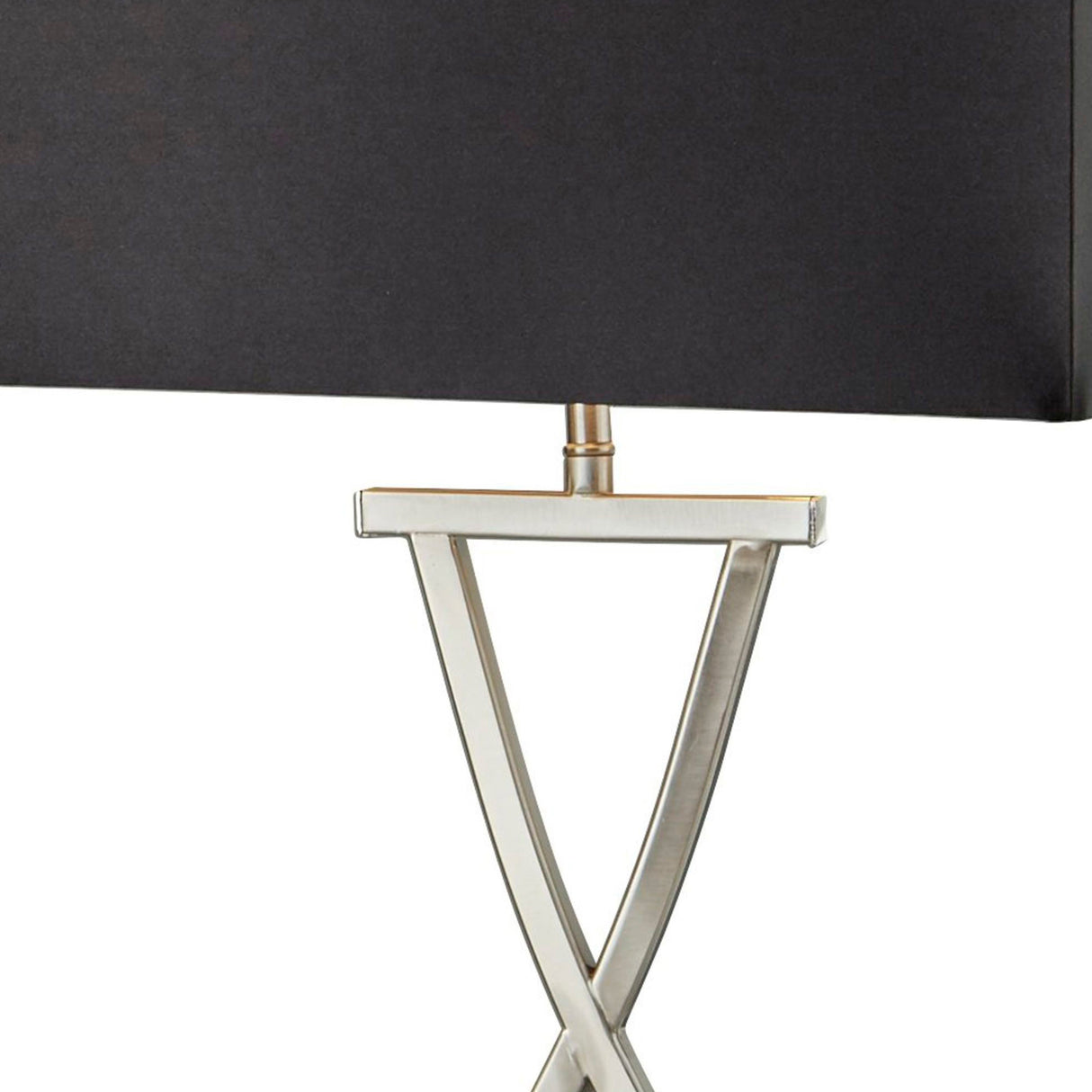 Searchlight Electric Club Table Lamp - Satin Silver Metal & Black Faux Silk Shade 7923SS