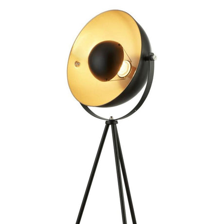 Searchlight Electric Blink Tripod Floor Lamp - Black Matt Metal & Gold 8022BK