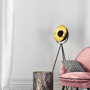 Searchlight Electric Blink Tripod Floor Lamp - Black Matt Metal & Gold 8022BK