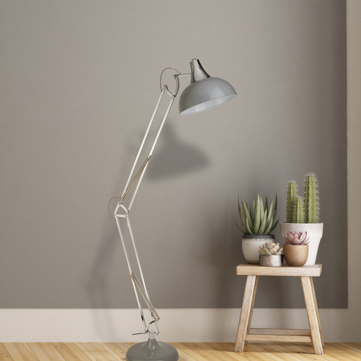 Searchlight Electric Goliath Task Lamp - Chrome & Grey Metal 8082GY