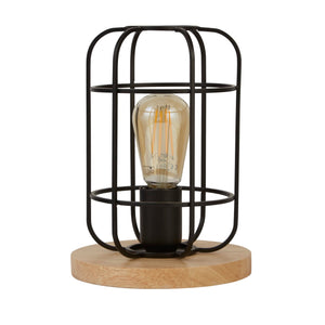 Searchlight Electric Vision Table Lamp - Matt Black Metal & Wood 81951-1BK