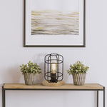 Searchlight Electric Vision Table Lamp - Matt Black Metal & Wood 81951-1BK