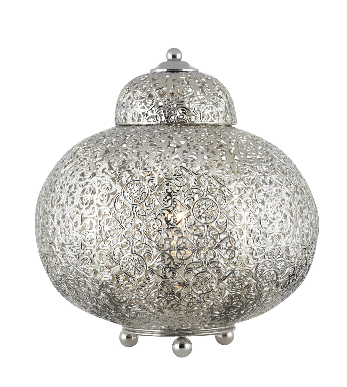 Fretwork Table Lamp  - Laser Cut Nickel Metal