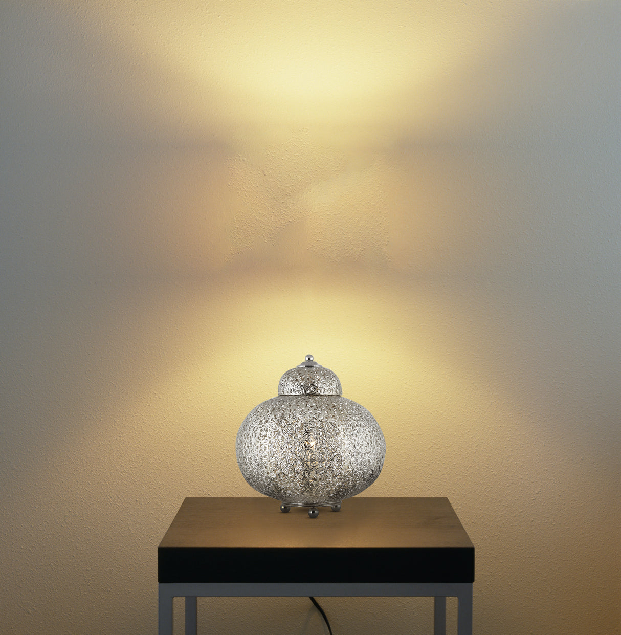 Searchlight Electric Fretwork Table Lamp  - Laser Cut Nickel Metal 8221-1SS