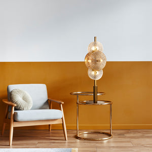 Searchlight Electric Wagon Wheel 6Lt Table Lamp- Bronze Metal, Clear, Amber Glass 88211-6BZ