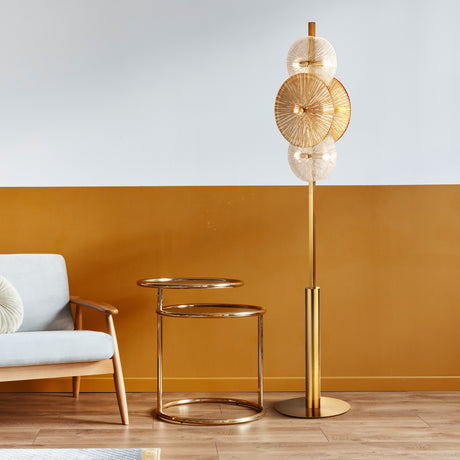 Searchlight Electric Wagon Wheel 6Lt Floor Lamp- Bronze Metal, Clear, Amber Glass 88212-6BZ
