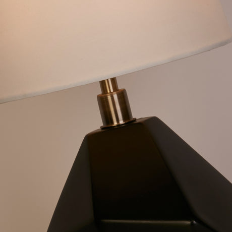 Searchlight Electric Apex 1Lt Table Lamp, Antique Brass Metal Black Resin, White 88250BK
