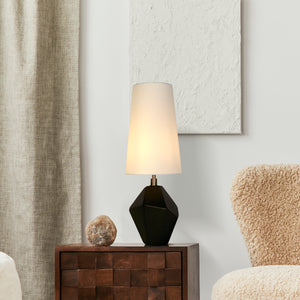 Searchlight Electric Apex 1Lt Table Lamp, Antique Brass Metal Black Resin, White 88250BK