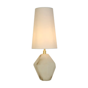 Apex 1Lt Table Lamp, Satin Brass Metal White Resin, White Sh