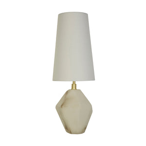 Searchlight Electric Apex 1Lt Table Lamp, Satin Brass Metal White Resin, White Sh 88250WH