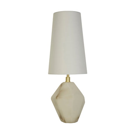 Searchlight Electric Apex 1Lt Table Lamp, Satin Brass Metal White Resin, White Sh 88250WH