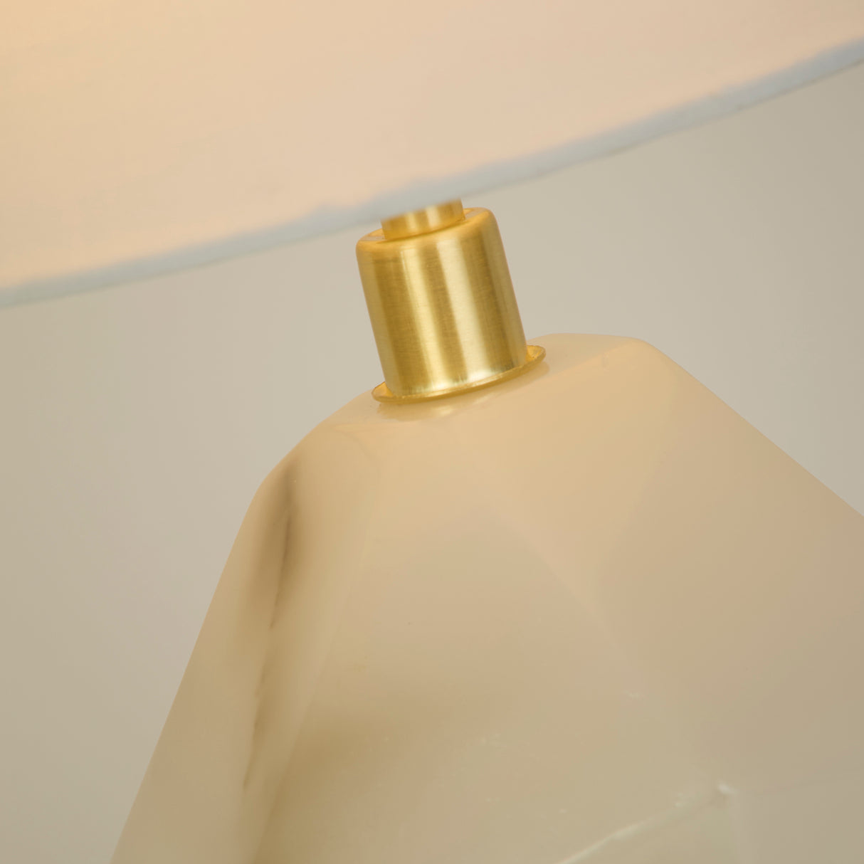 Searchlight Electric Apex 1Lt Table Lamp, Satin Brass Metal White Resin, White Sh 88250WH