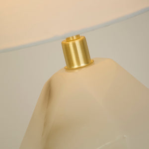 Searchlight Electric Apex 1Lt Table Lamp, Satin Brass Metal White Resin, White Sh 88250WH