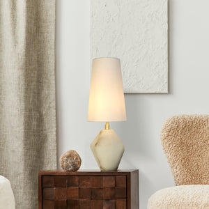 Searchlight Electric Apex 1Lt Table Lamp, Satin Brass Metal White Resin, White Sh 88250WH