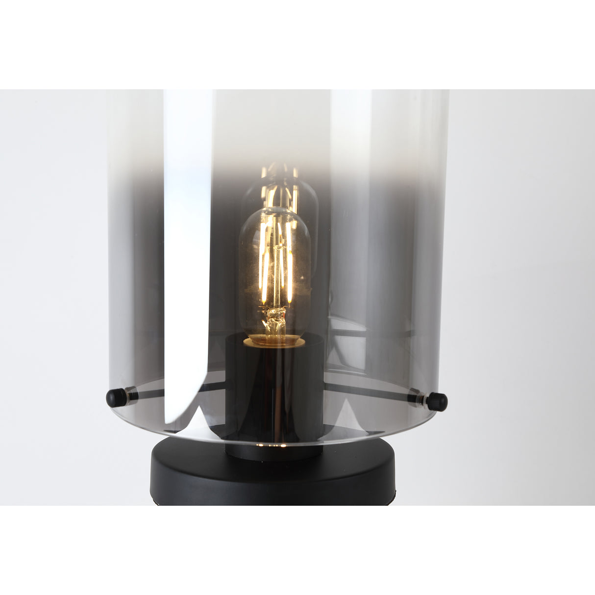 Searchlight Electric Sweden 1Lt Table Lamp, Matt Black Metal with Smoked Ombre Gl 88913-1BK
