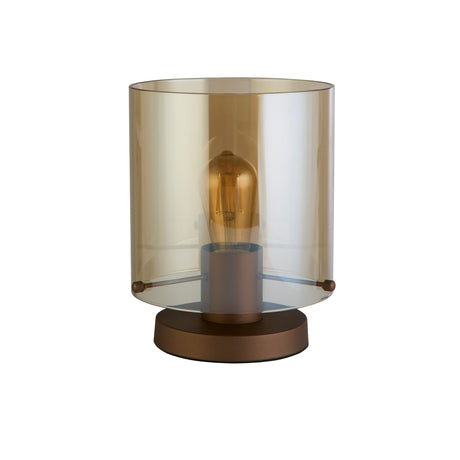 Searchlight Electric Sweden 1Lt Table Lamp, Mocha Metal with Amber Glass 88913-1MO