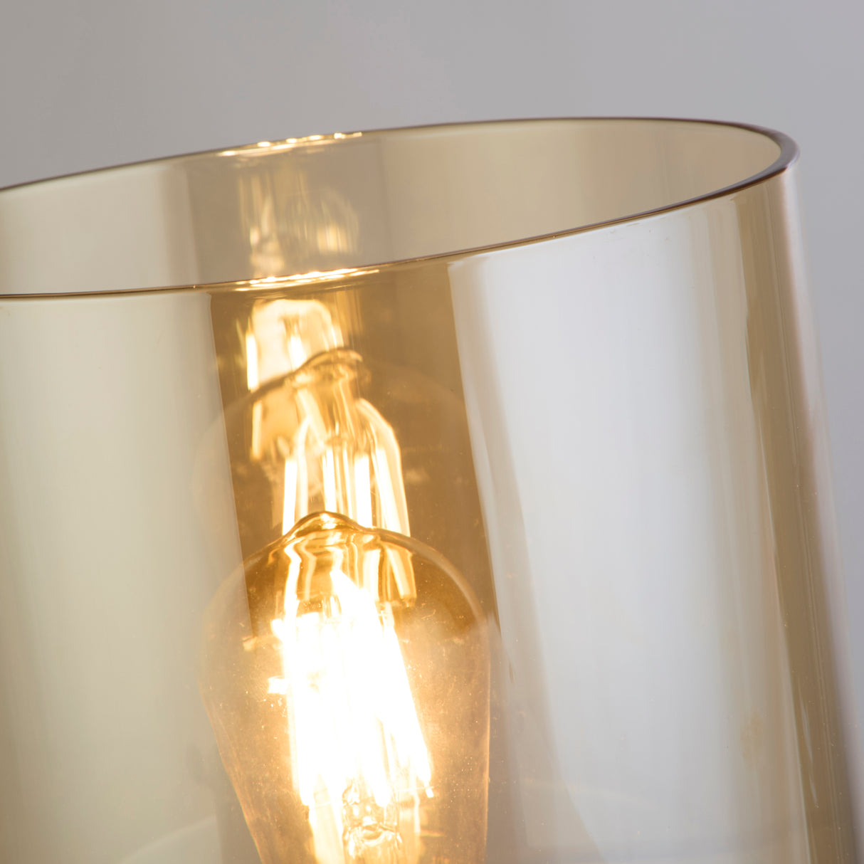 Searchlight Electric Sweden 1Lt Table Lamp, Mocha Metal with Amber Glass 88913-1MO