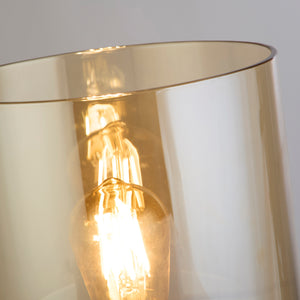 Searchlight Electric Sweden 1Lt Table Lamp, Mocha Metal with Amber Glass 88913-1MO