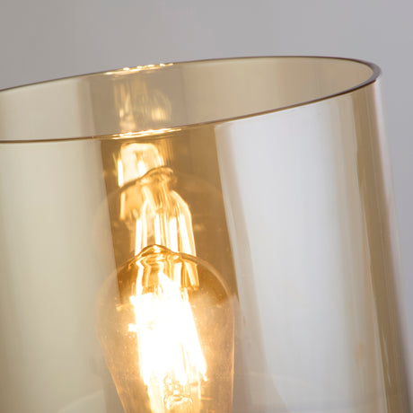 Searchlight Electric Sweden 1Lt Table Lamp, Mocha Metal with Amber Glass 88913-1MO
