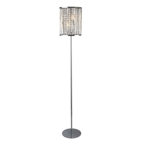 Elise  2Lt Floor Lamp  - Chrome Metal & Crystal
