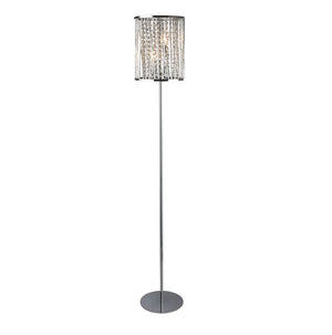 Elise  2Lt Floor Lamp  - Chrome Metal & Crystal