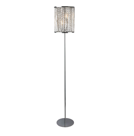 Elise  2Lt Floor Lamp  - Chrome Metal & Crystal
