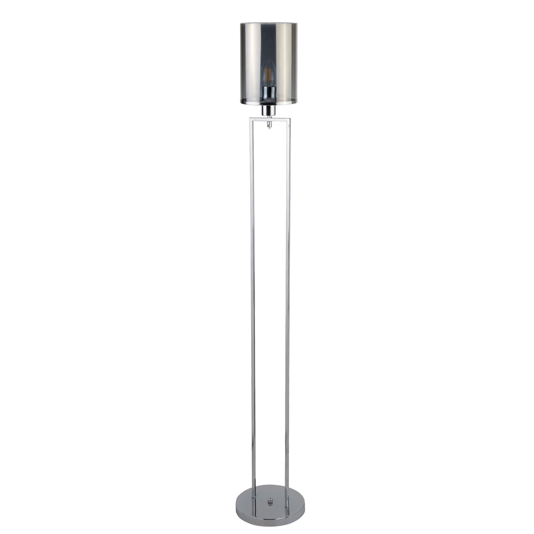 Searchlight Electric Catalina Floor Lamp - Chrome Metal & Smoked Glass 9053CC