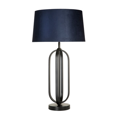 Searchlight Electric Chic Table Lamp - Black Metal with Navy shade 91101AZ