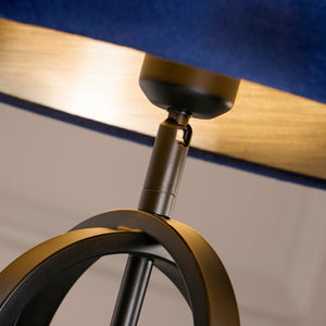 Searchlight Electric Chic Table Lamp - Black Metal with Navy shade 91101AZ