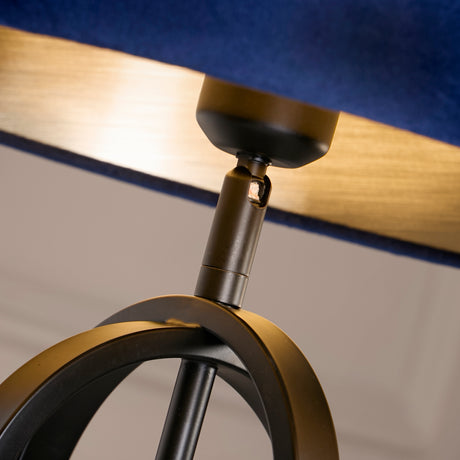 Searchlight Electric Chic Table Lamp - Black Metal with Navy shade 91101AZ