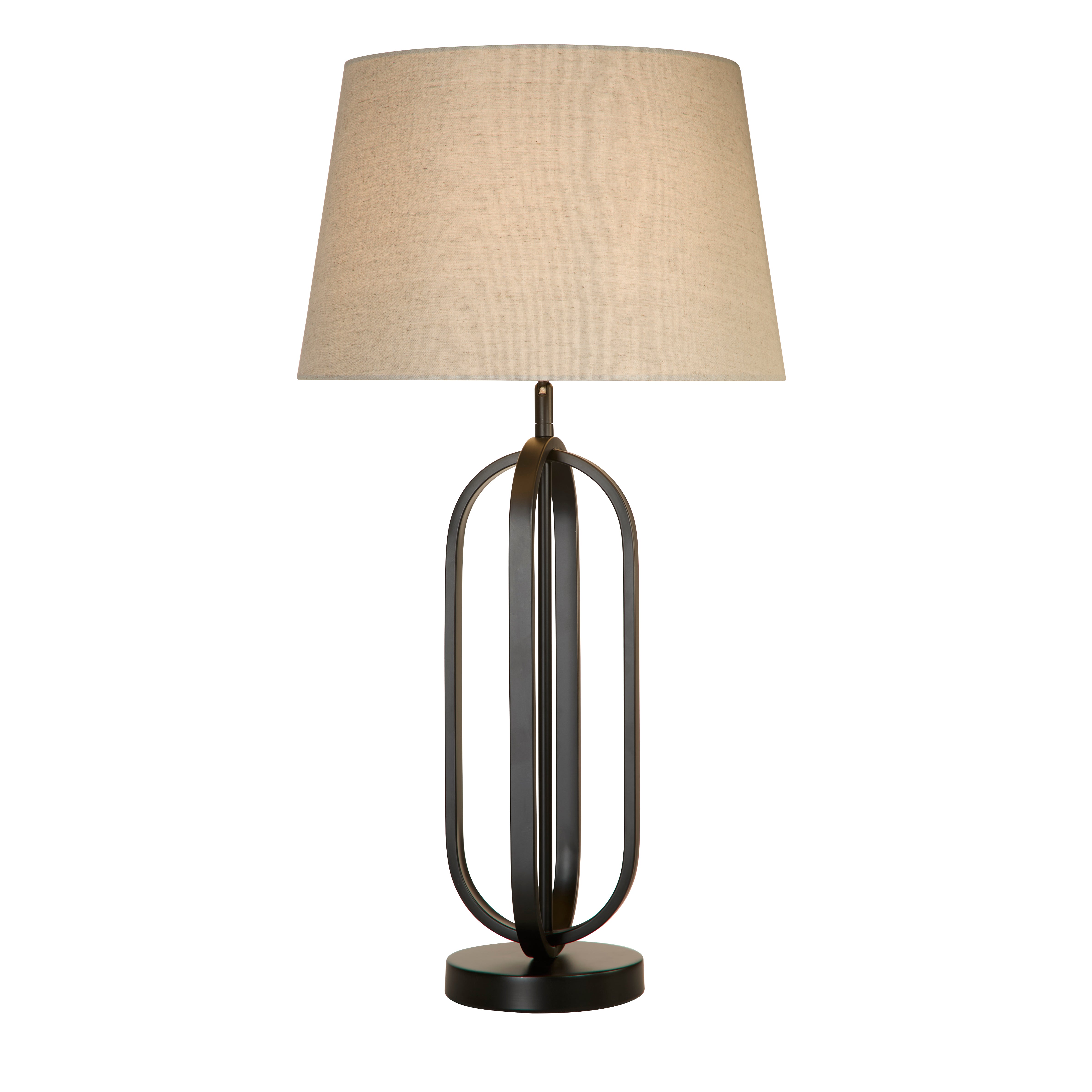 Chic Table Lamp - Black Metal with Natural Shade
