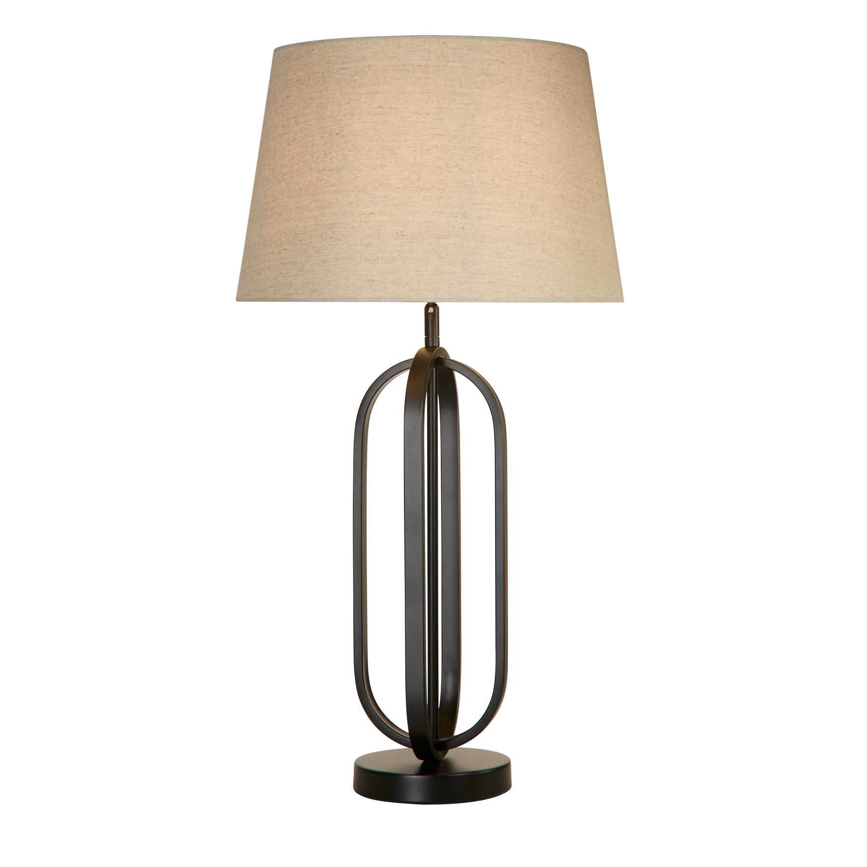 Chic Table Lamp - Black Metal with Natural Shade