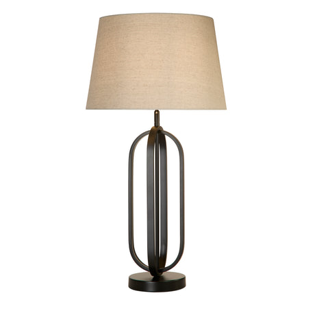 Chic Table Lamp - Black Metal with Natural Shade