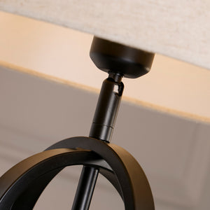 Searchlight Electric Chic Table Lamp - Black Metal with Natural Shade 91101NA