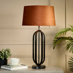 Searchlight Electric Chic Table Lamp - Black Metal with Burnt Orange Shade 91101OR