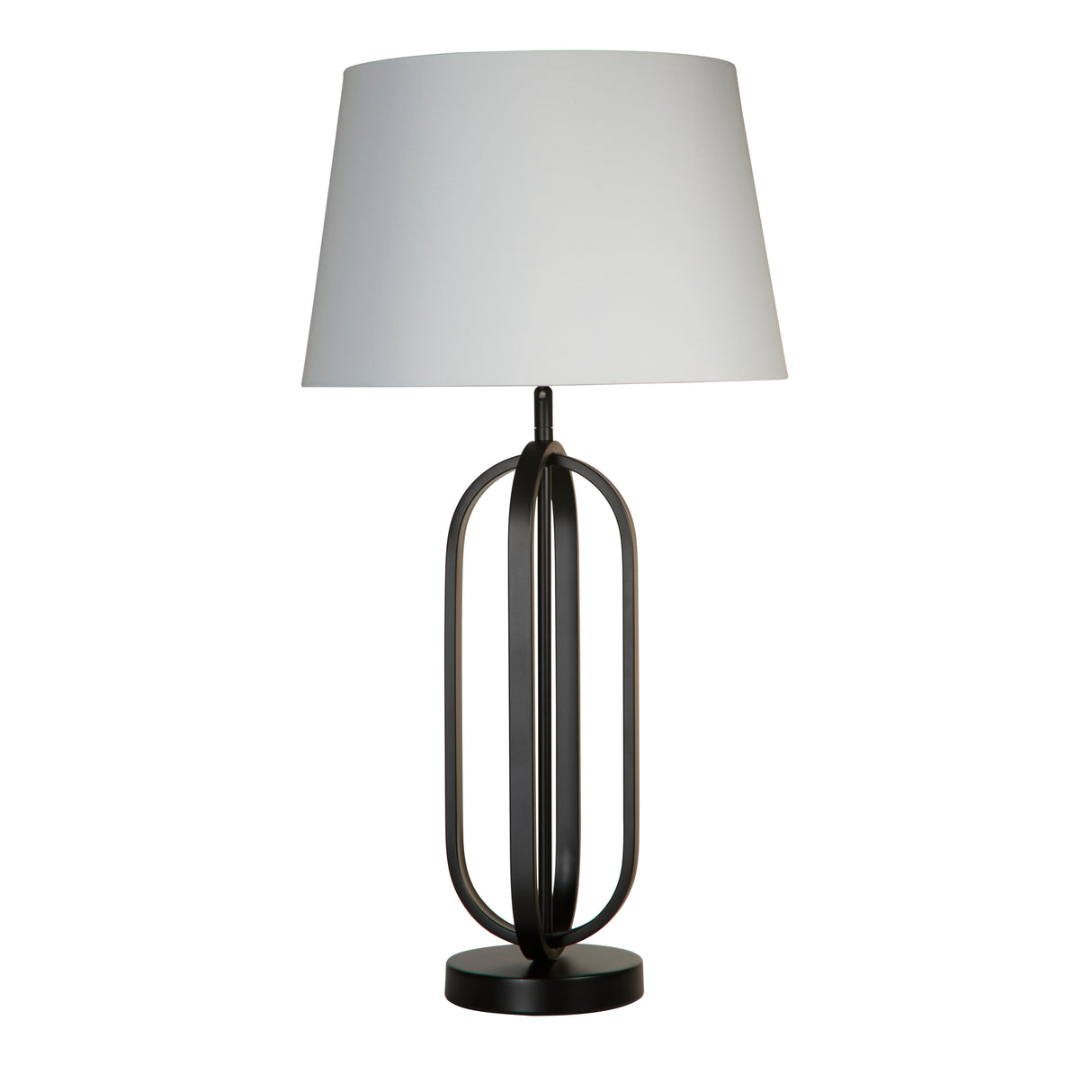 Searchlight Electric Chic Table Lamp - Black Metal with White Shade 91101WH