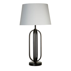 Searchlight Electric Chic Table Lamp - Black Metal with White Shade 91101WH