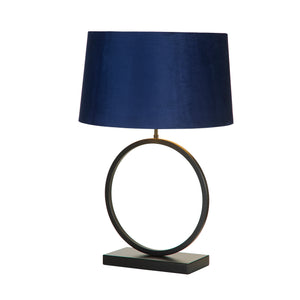 Elegant Table Lamp - Matt Black Metal With Navy Shade