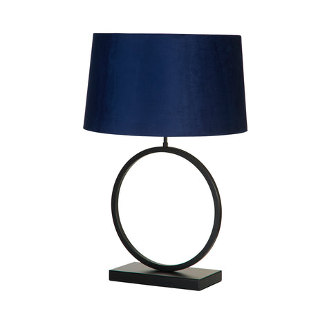 Searchlight Electric Elegant Table Lamp - Matt Black Metal With Navy Shade 93101AZ